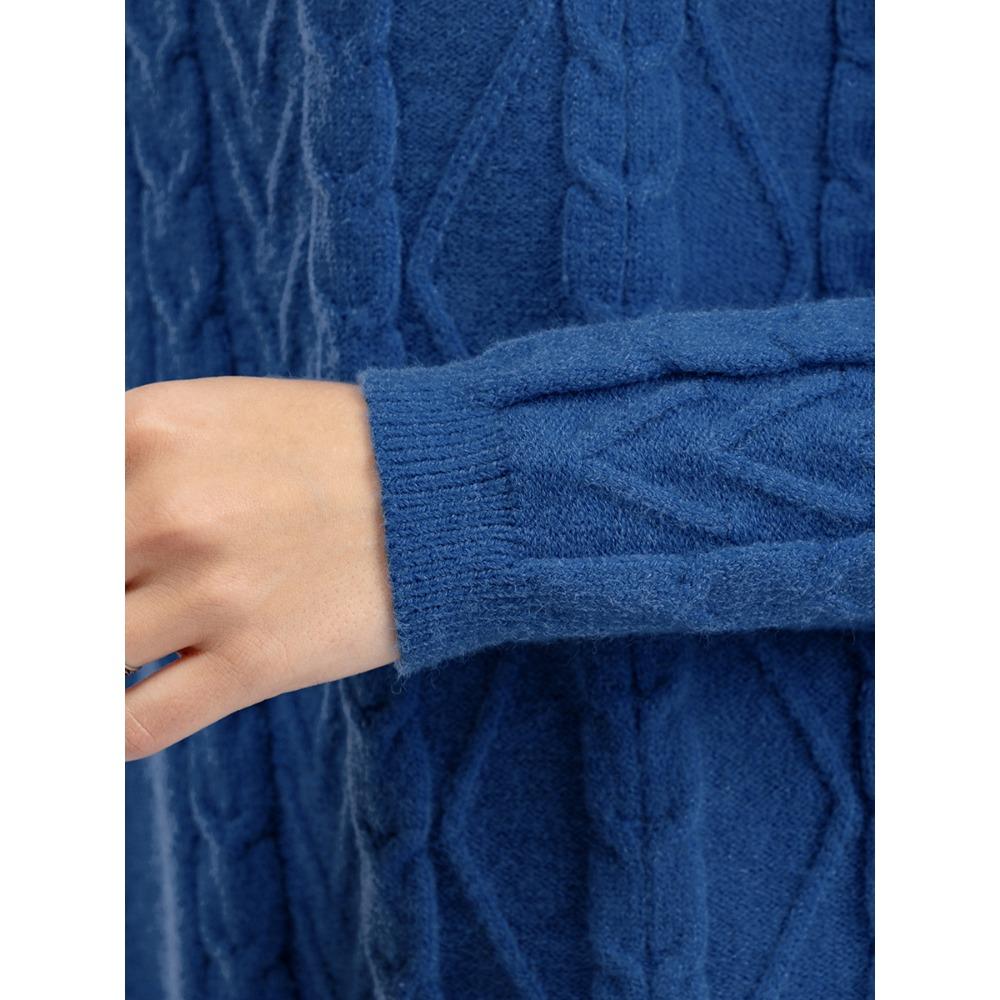 QICED Autumn and Winter Large-sized High-neck Set, Fashionable, Gentle and Laid-back Style Sweater Two-piece Set, Solid Color Knitted