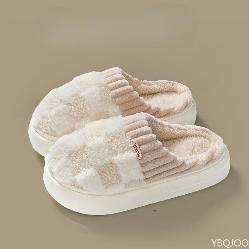 Fashion Cotton Slippers for Women In Winter Suitable for Indoor Use Anti Slip Thick Soled Cute Simple Comfortable Soft  Warm