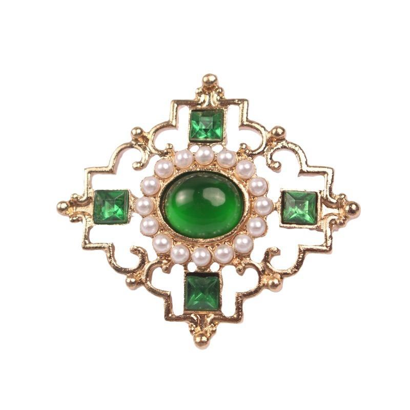 Baroque Court Pearl Green Hollow Brooch Retro Cheongsam Cardigan Corsage Men'S And Women'S Clothing Pins