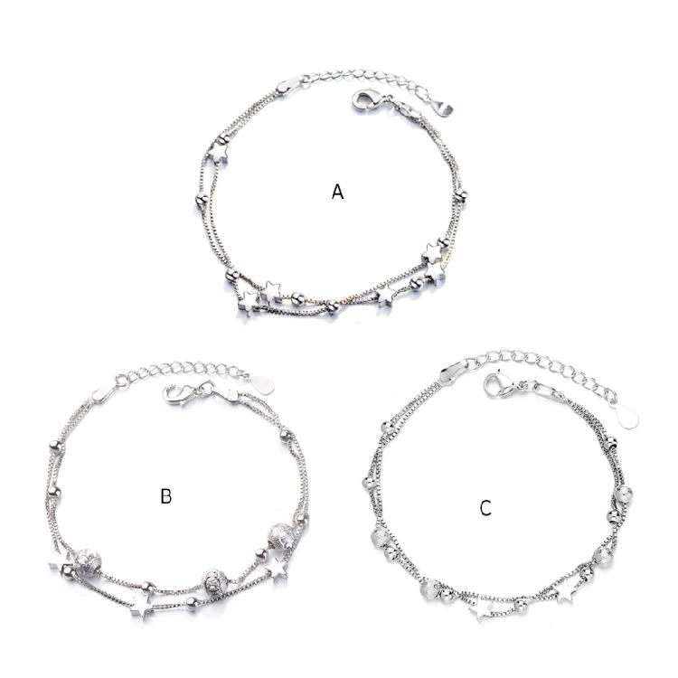 Star Bracelet Silver Color Round Bead Chain Bracelet For Women Girls Gift
