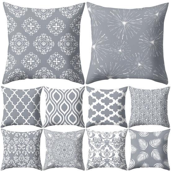 Grå geometrisk firkantet putebeskytter etui Putetrekk Sengetøy Artikler