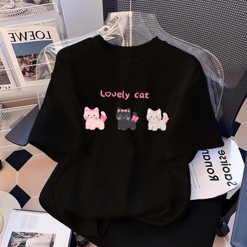 Cotton short-sleeved t-shirt pure width 2025 new summer women's half-sleeved foreign-style top t-shirt
