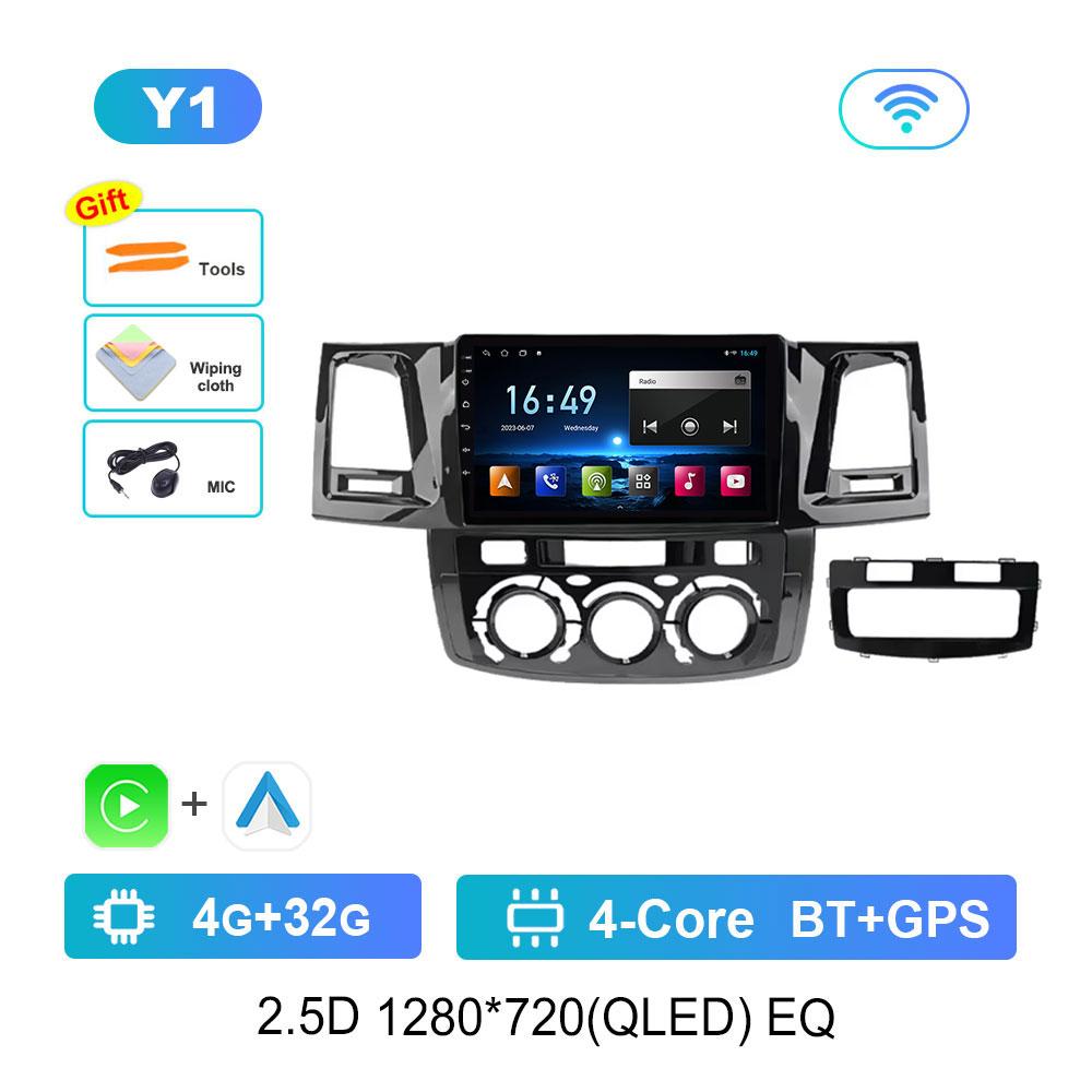 GPS Navigation Android 14 for Toyota Fortuner Hilux Revo Vivo 2007 - 2015 Car Video Multimedia Player Split Screen 4G Bluetooth