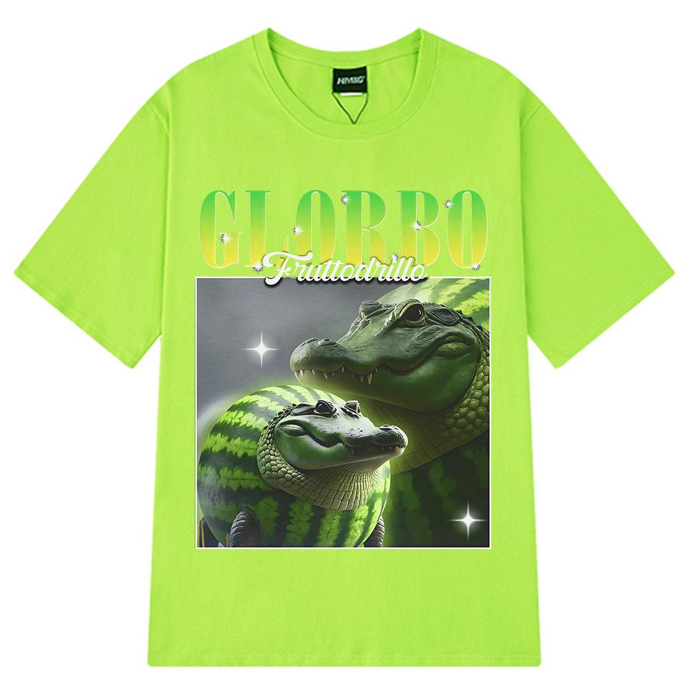 Glorbo Fruttodrillo Funny Italian Brainrot Meme Graphic T Shirt Men Women Clothing Hip-hop T Shirts High Quality Cotton T-shirts 4XL