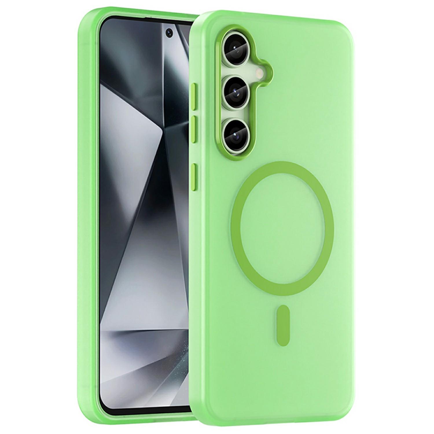 

For Samsung Galaxy S24 FE Case Compatible with MagSafe TPU+PC Slim Matte Translucent Phone Cover Green