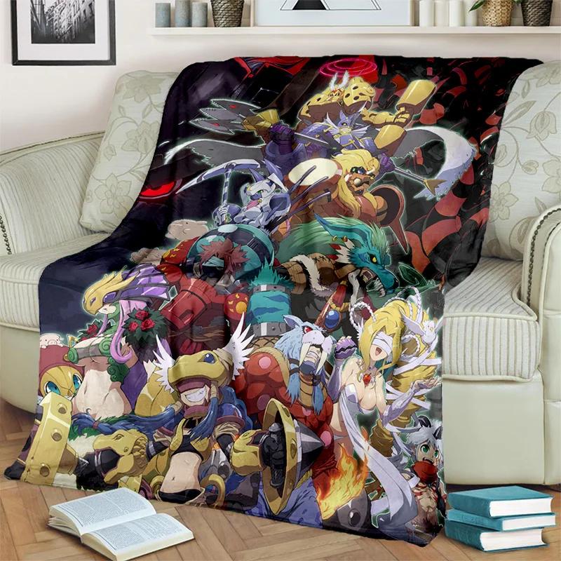 3D Digimon Adventure Monster Cartoon Blanket,Soft Throw Blanket for Home Bedroom Bed Sofa Picnic Travel Office Cover Blanket Kid