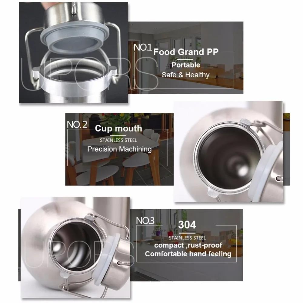 32/64 uncí Domácí pivo Growler 304 Nerezová ocel Domácí pivo Výklopný uzávěr Láhev na pivo Growler Víčko bez BPA