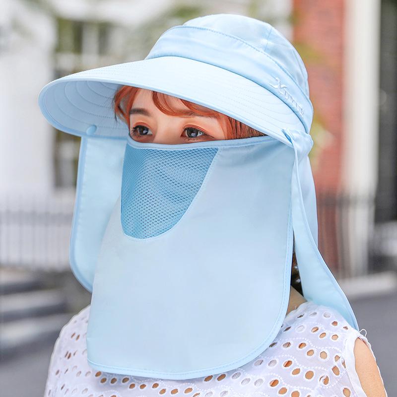 Women's Outdoor Sun Hat with Face Cover, Large Brim, UV Protection, Perfect for Summer and Cycling