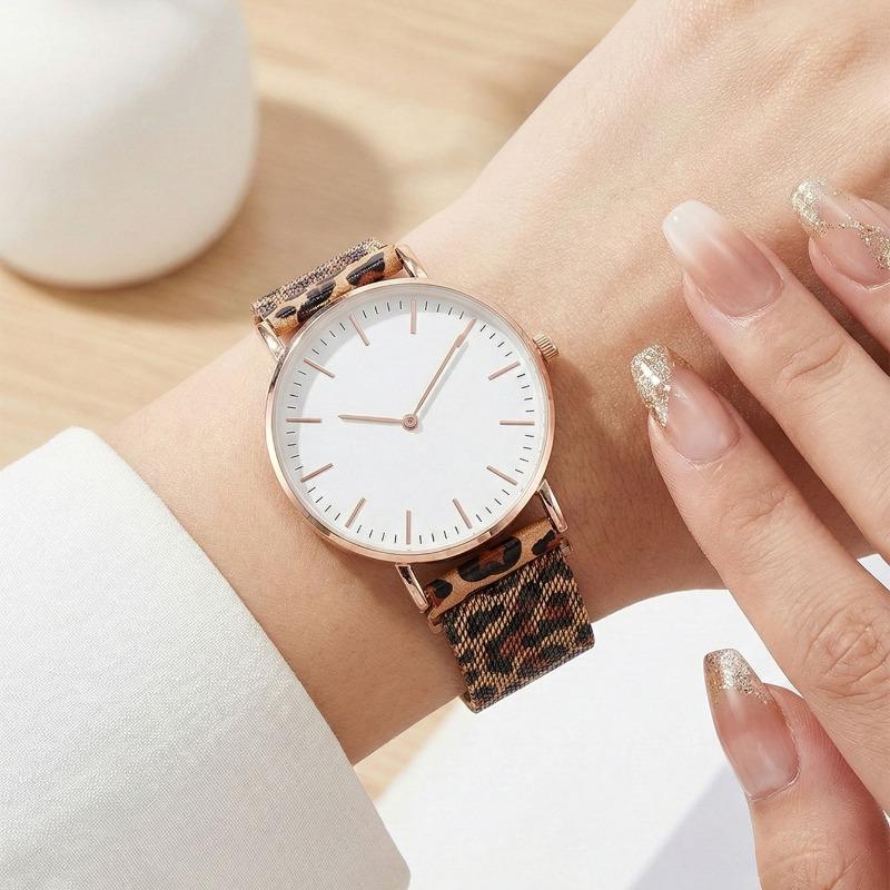 Montres Ultra-fines Mode pour Femmes Luxe Motif Léopard Bracelet en Maille Montres-bracelets à Quartz pour Dames Montre Féminine Minimaliste Reloj