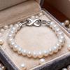 HENGSHENG Freshwater Pearl Bracelet With White Silver Clasp, 8-9mm AAAA Semiround Pearls For Mother's Day Bracelet 18cm Length
