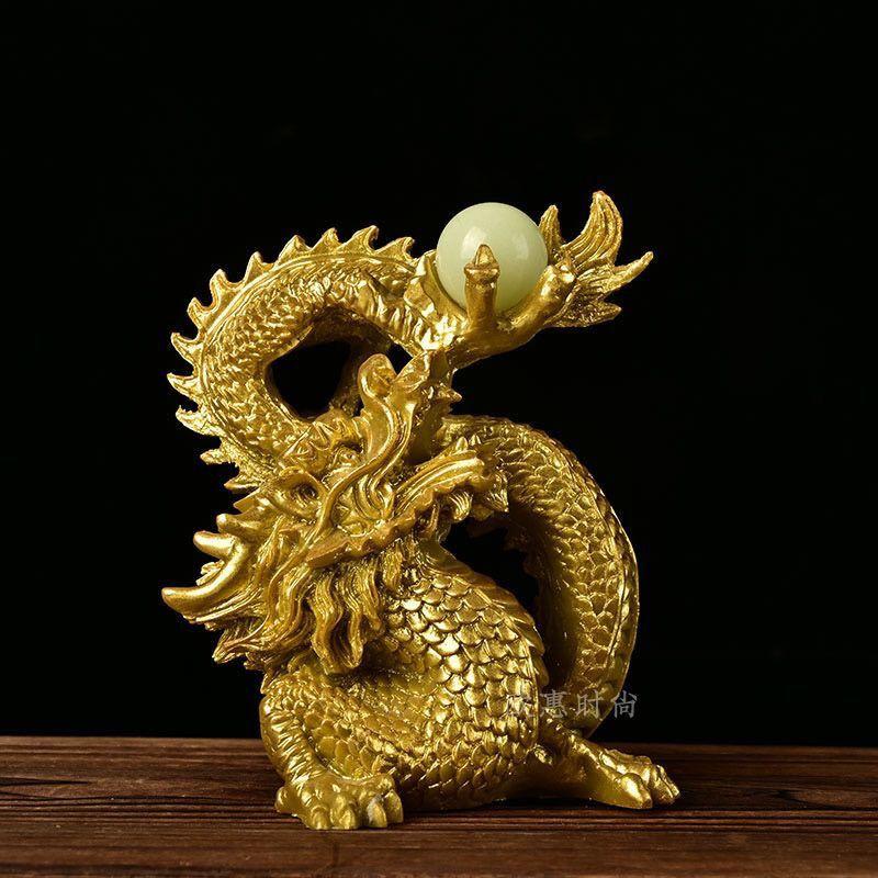 Brass Qinglong Playing with Pearls Office Entrance Opening Coiling Dragon Copper Ornament Xianglong Zodiac Decoration Crafts