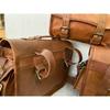 Leather Saddle Bag Motorcycle Saddle Pannier Bags Brown Saddlebag Fork Tool Bags