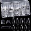 500Pcs Clear/Natural French Square Nail Tips Acrylic Nail Artificial Half False Flakes Nail Tips 10 Sizes with Clear Plastic Box