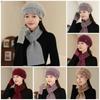 Windproof Mom Hat Scarf Thicken Warm Hat Scarf Casual Knitted Hats  Women
