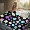 Colorful Groovy Daisy Flower Flannel Blanket Warm Soft Halloween Christmas Decorative Couch Warm Cozy All-Season Gift