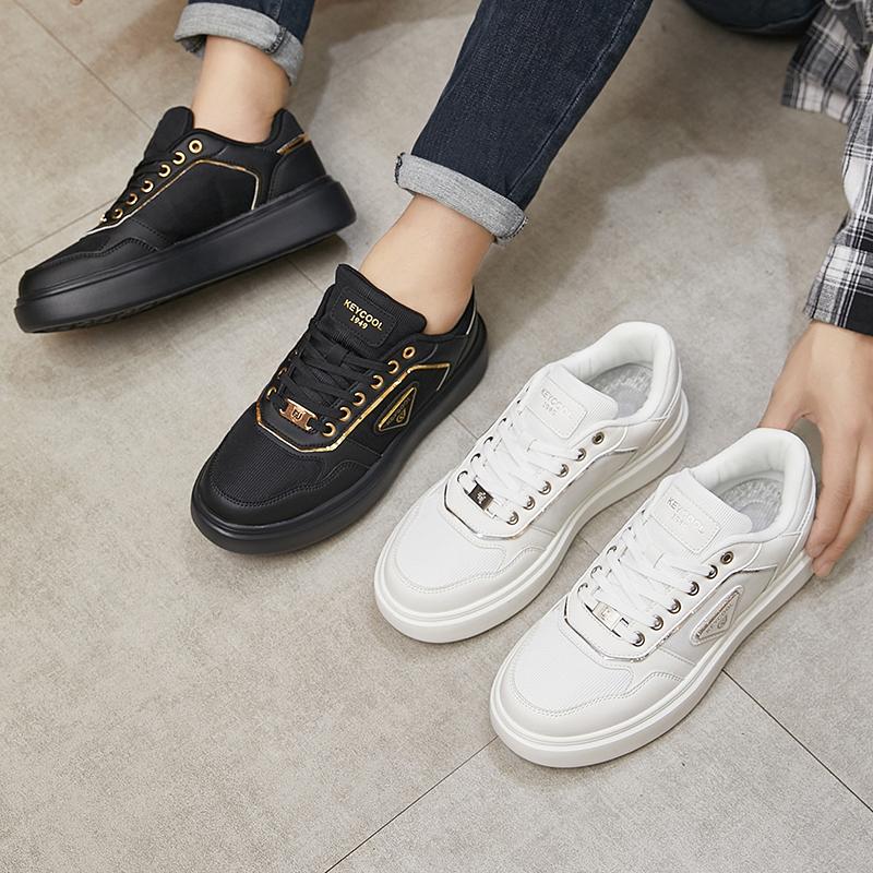 TUINANLE Skateboard Shoes Men Flat Leather Men's Casual Sneakers Comfortable Low-top Sneakers Both Unisex White Black