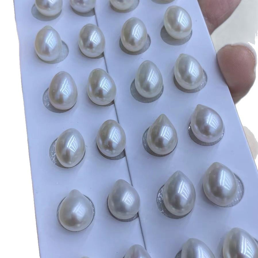 Natural Freshwater Nucleus-Free Teardrop Pearl Beads, Half-Drilled for Handmade DIY Crafts