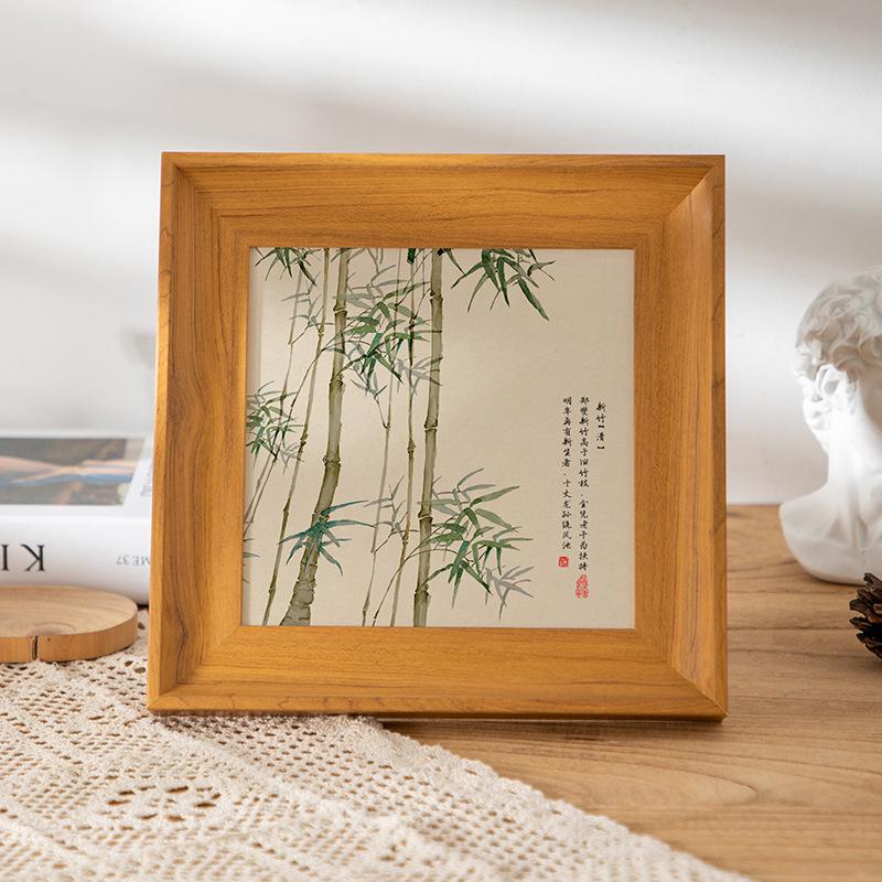 Vintage Square Chinese Style Photo & Calligraphy Frame: Creative Retro Tabletop or Wall Decoration