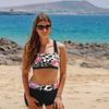 2025 European & American Plus Size Split Flat-Leg Bikini Swimsuit for Women