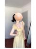 French Yellow Puff Sleeve Floral Dress - Women's Summer 2026 Collection, Elegant Waist-Cinching Princess Vacation Long Dress