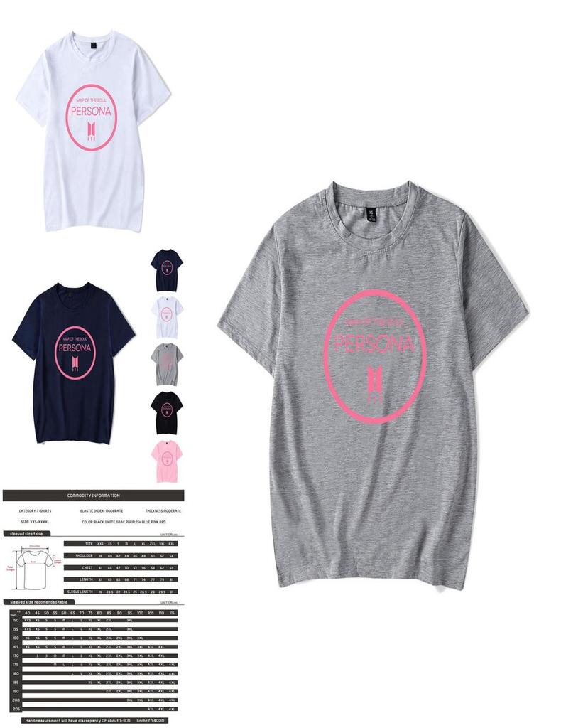 Map Of The Soul Persona BTS T-Shirt Unisex Casual Baumwollmischgewebe mit auffälligem Grafikdesign