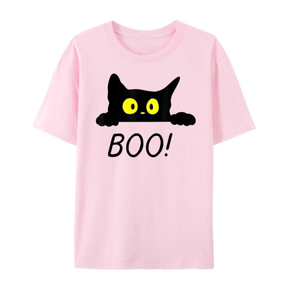 Cute cartoon letter BOO print pattern fashionable casual short sleeved round neck Womens Tshirt S