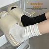 Soft and Boneless Postpartum Stockings, Odor-resistant Mid-calf Socks, Summer Lightweight Style, Spring-autumn White Pile-up Socks