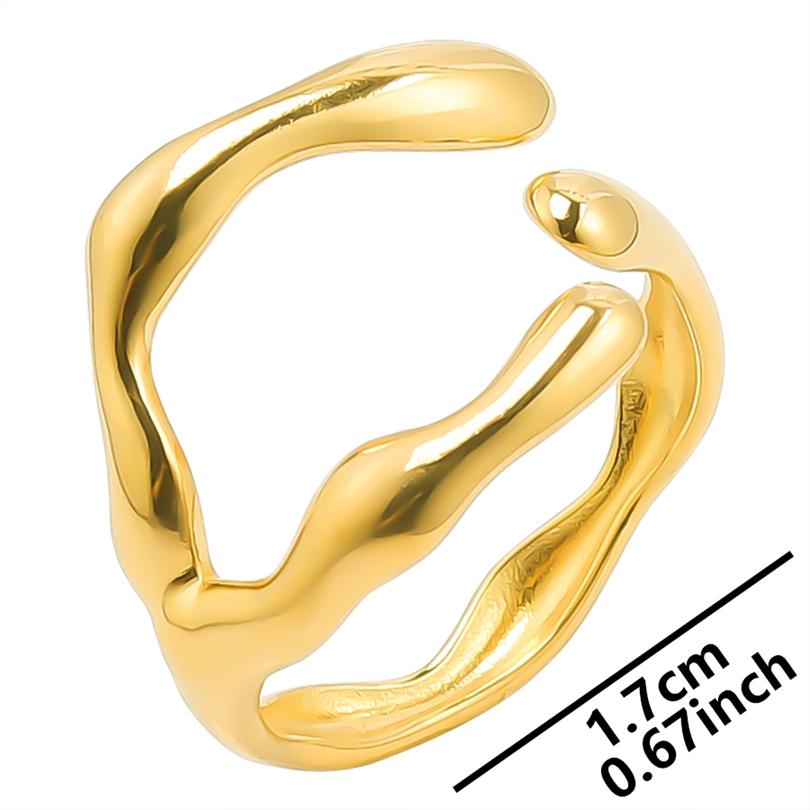 1/5Ppcs/Lot Real Gold Plated Stainless Steel Rings For Women Men Accessories Open Adjsutable Chunky Butterfly Heart Ring Anillos