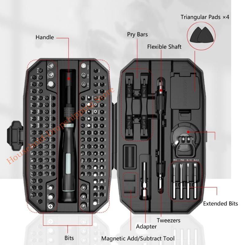 Professional Multifunctional Tool 152Pieces Screwdriver with Nonslip Grip for Home Maintenance Jewelry Watch Repair