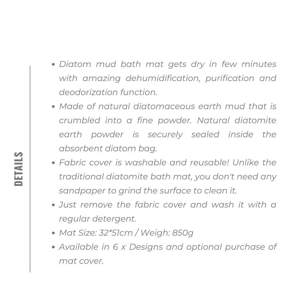 (Homlly Soft Diatomite Floor Bath Mat with Washable Cover (Design) (X2PCS)