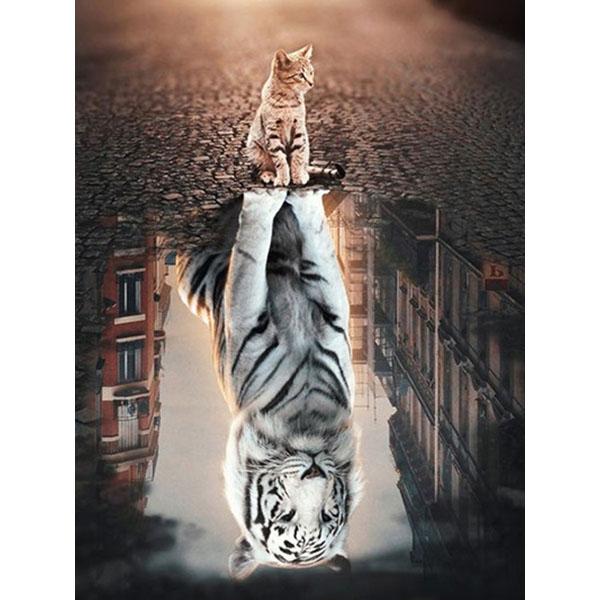 5D DIY Diamant Malerei Katze Strass Bild Diamant Stickerei Reflexion Tier Kreuzstich Mosaik Tiger Wandkunst