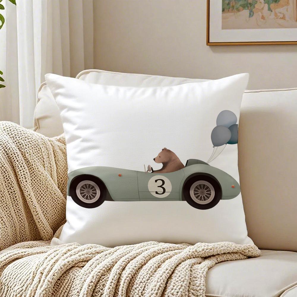 Funny Cartoon Animals Car Art Cushion Cover Pillowcase Antidustmite Living Room Sofa Decor Cushion Room