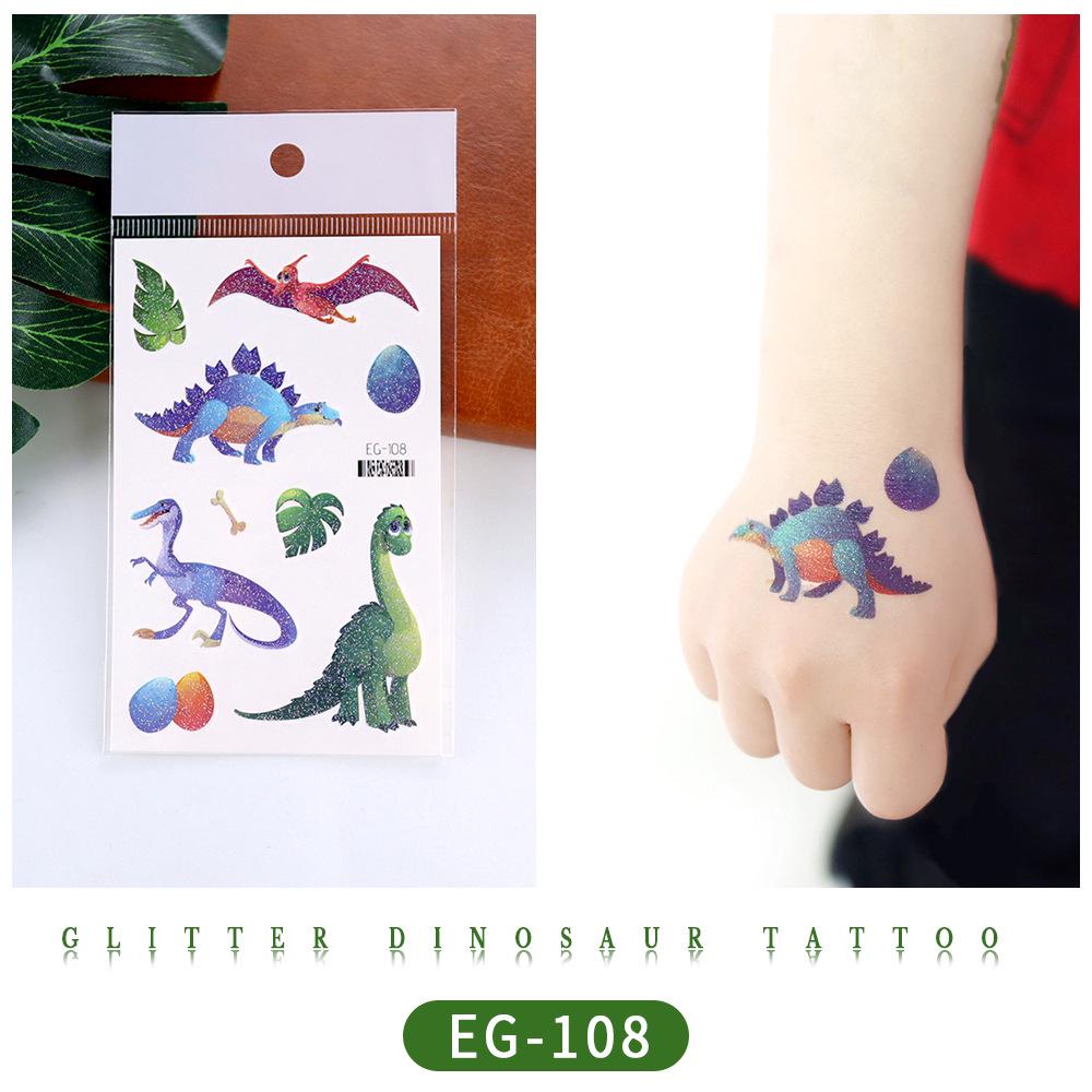 Ruikalong Glitter Animal Tattoo Stickers for Kids - Cartoon Dinosaurs, Water Transfer