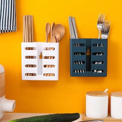 Chopsticks Cage Suction Cup Drain Rack Wall-mounted Kitchen Utensils Storage Organizer Fork Knife Spoon Holder Tableware