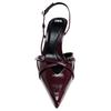 Zara Pu Fashionable Temperament Buckle Strap Pointed Toe High Heels Women High Heels Burgundy 13209410