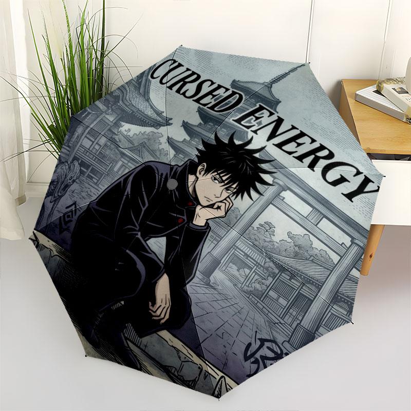 1 PC Automatic Folding Umbrella - Jujutsu Kaisen Pattern Portable Foldable Design With 8 Ribs Christmas Birthday Gifts