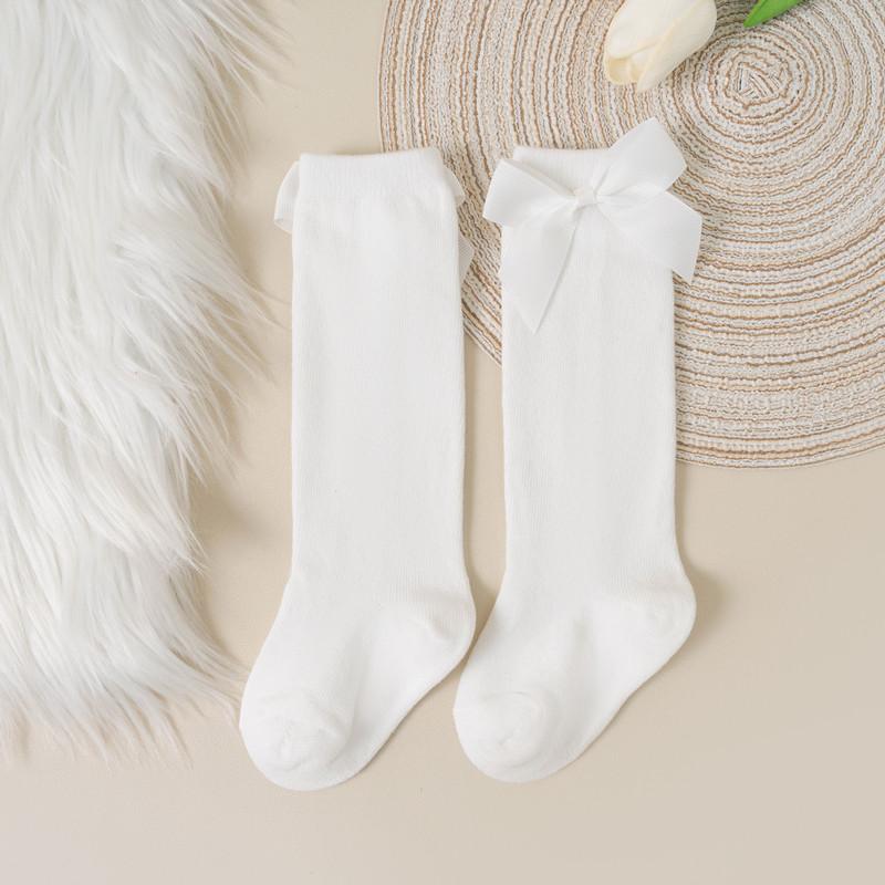 Șosete pentru bebeluși și copii mici de marcă nouă, toamnă iarnă, șosete lungi până la genunchi pentru copii fete, bumbac cu fundă mare, stil spaniol, șosete de podea pentru copii
