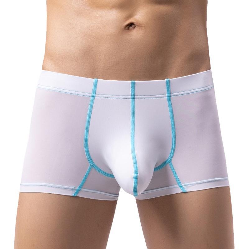 Pánské prodyšné boxerky z ledového hedvábí s velkým vakem Letní lehký styl Velká velikost Boxershortky se středně vysokým pasem