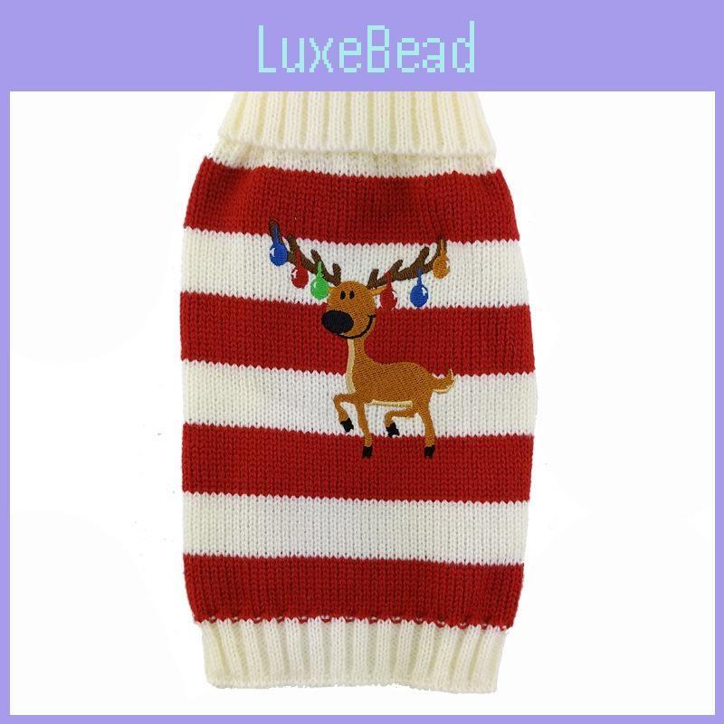 Cat Pet Puppy Dog Sweater Striped Knit Crocheted Christmas Reindeer Coat Clothes