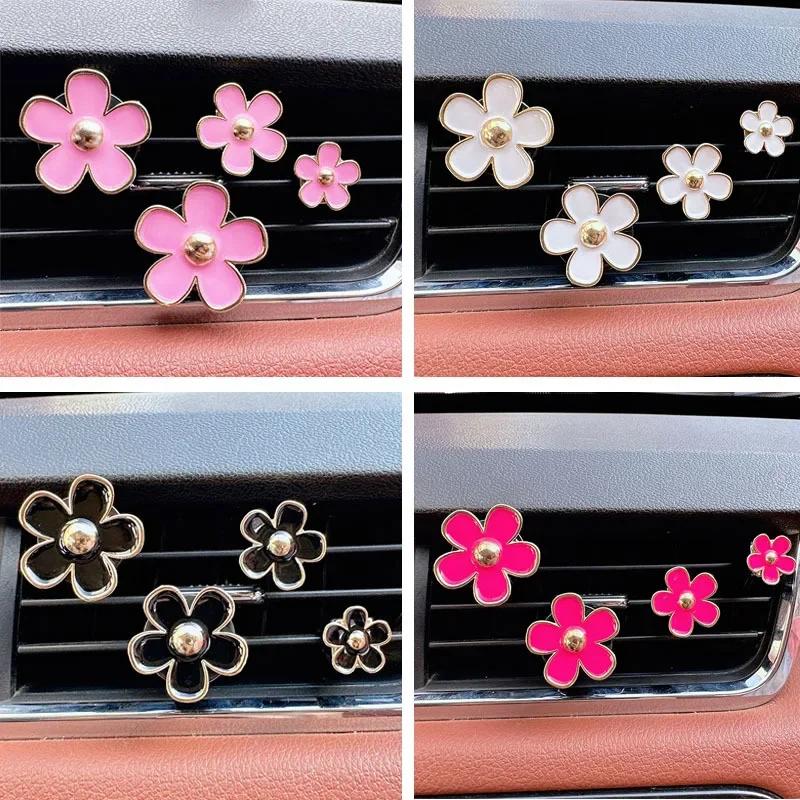 New 4-piece Car Accessories Daisy Design Air Outlet Perfume Decorative Clip Portable Mini Flower Car Air Freshener Diffuser Clip