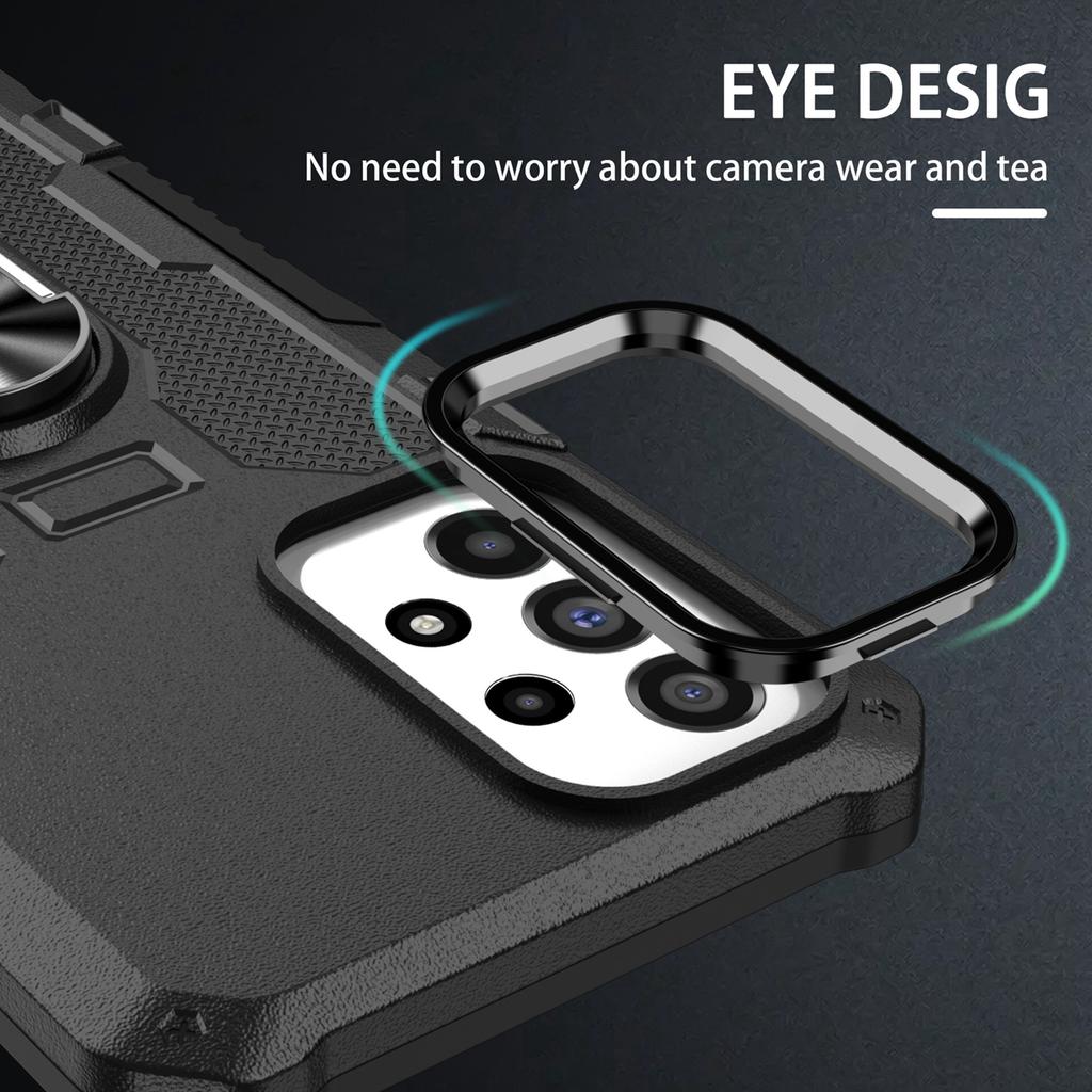 For Xiaomi Redmi 12C 4G PC+TPU Anti-Scratch Phone Case Ring Kickstand Rugged Cover