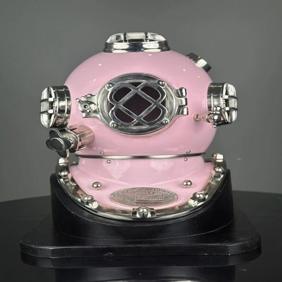 

45,72 см Розовый Покрытый Шлем Глубоководного Водолаза для Подводного Плавания с Деревянной Подставкой Морской Морской Бостонский Шлем для Подводного Плавания Подарок