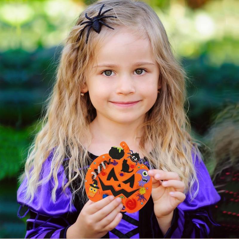 Halloween Pumpkin Craft Kits Foam Pumpkin Shapes with Halloween Stickers Jack-O'-Lantern Face Stickers DIY Pumpkin Craft