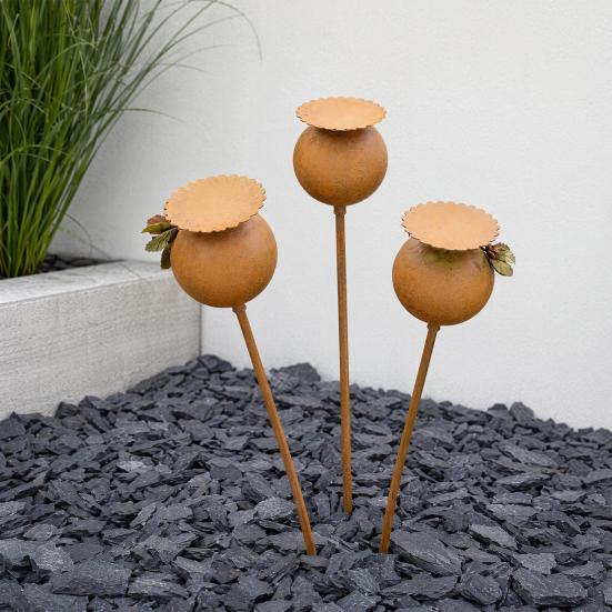 Rusty Outdoor Daisy Flower Metal Yard Stake, Rusted Iron Art Flower Garden Decoration, Weather-Resistant Garden Ornament for Lawn, Pathway, Patio, or