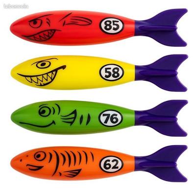 Set of 4 Multicolored Aquatic Torpedoes for Diving Ideal for the Pool and Underwater Learning