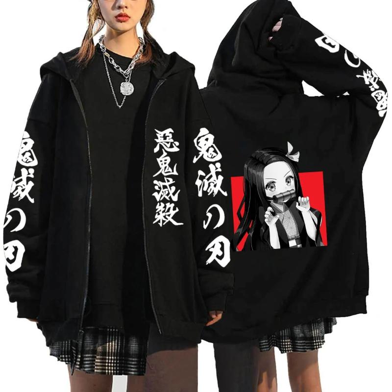 Anime Demon Slayer Roupas Masculinas Graphic Print Zipper Hoodie Men Women Jacket Tops Fall Winter Casual Sweatshirts