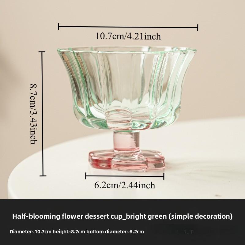 

1pcs Chinese Style Petal Dessert Cup High-end Oat Glass Cup Ladies High-value Milk Juice Drinking Set 101-200ml ярко-зеленый