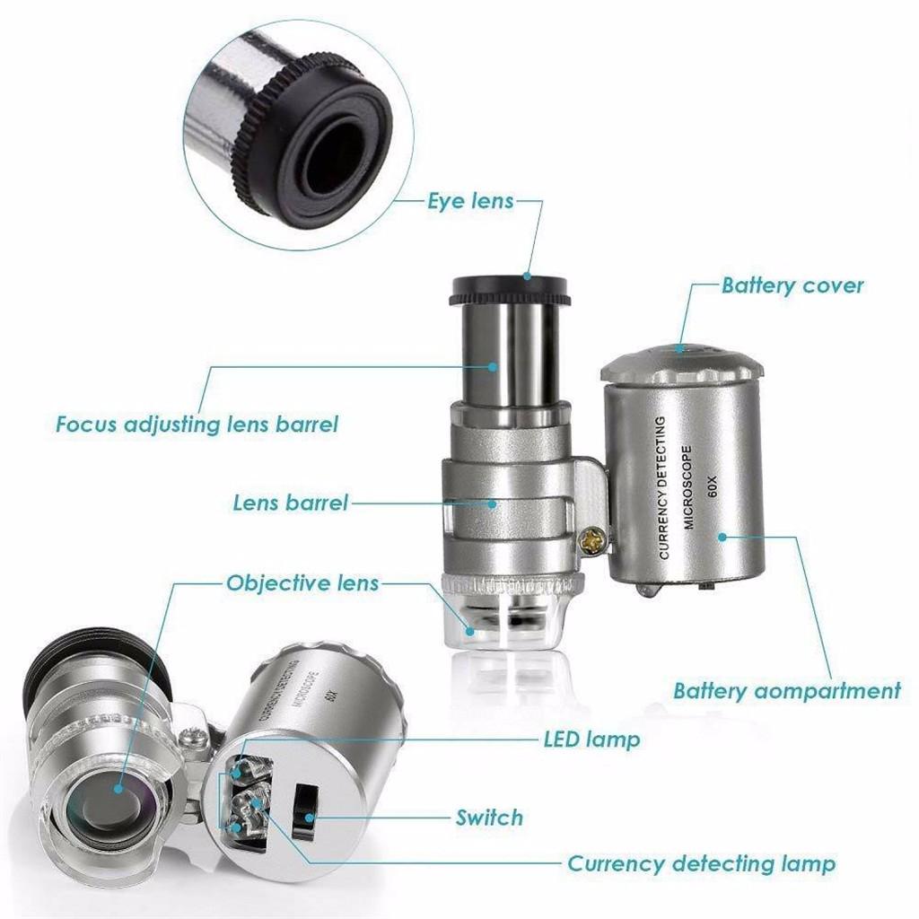 MOONN Przenośny tester diamentów 60X podświetlany lupa jubilerski zestaw narzędzi Diamondd