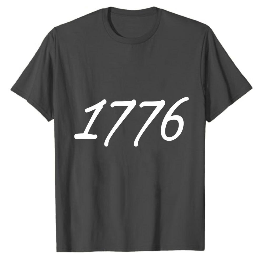 Simple 1776 Patriotic Print Tshirt Usa Independence Fourth Of July Graphic Short Sleeve Casual Weekend Holiday Daily Wear Tee
