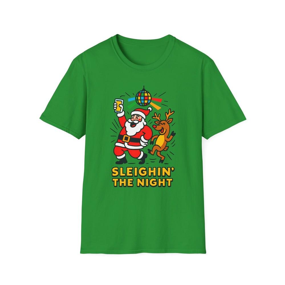 

Unisex Softstyle T-Shirt Santa Disco Party Funny Christmas Reindeer Dance 4XL